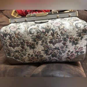 Vintage 1980’s French America's Best Luggage Embroidered tapestry travel bag